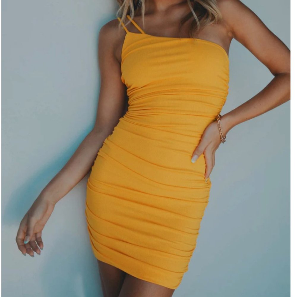NWT Princess Polly Reece Ribbed Mini Dress Orange Size 4 (S) BRAND NEW